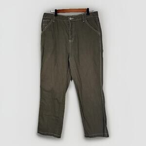 SONG High Rise Button Fly Cargo 90s Boyfriend Jeans Olive Green Womans 15/29